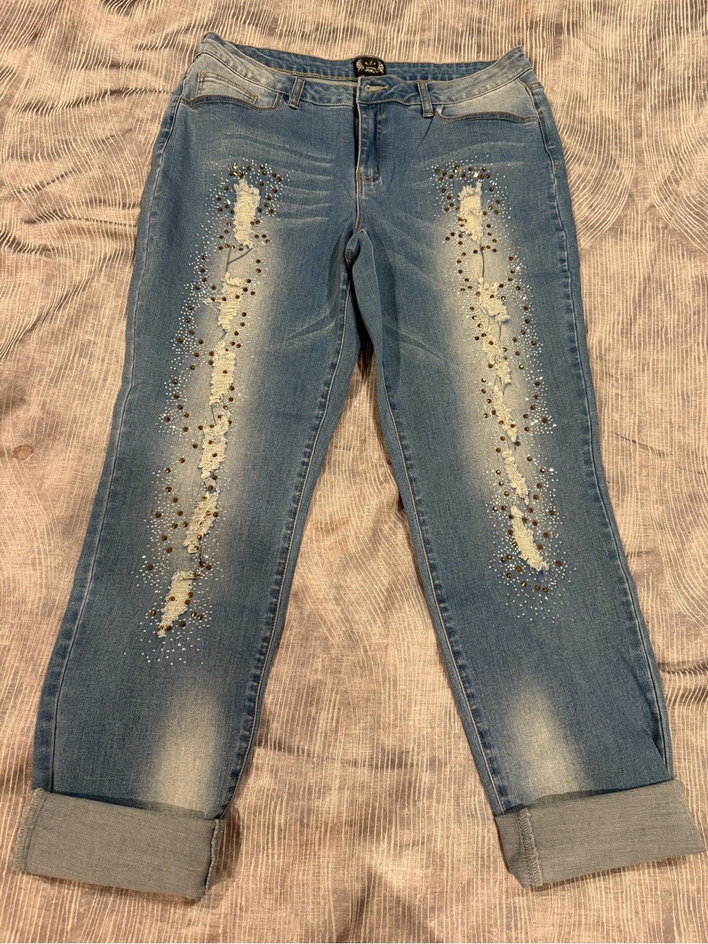 AZI denim embellished jeans